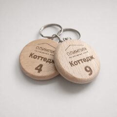 Круглый брелок для ключей гостиницы «Олимпия» с номерами