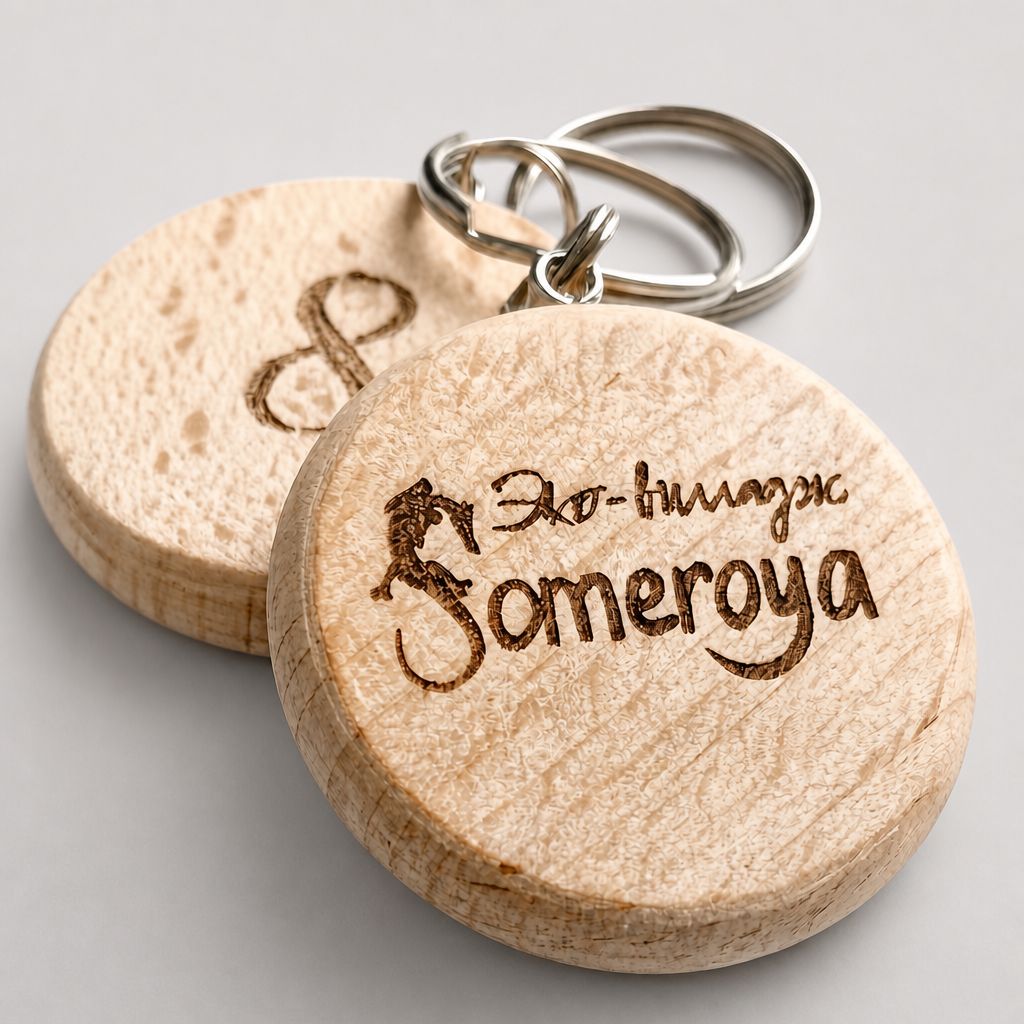 Круглый деревянный брелок для ключей гостиницы Someroya, гравировка